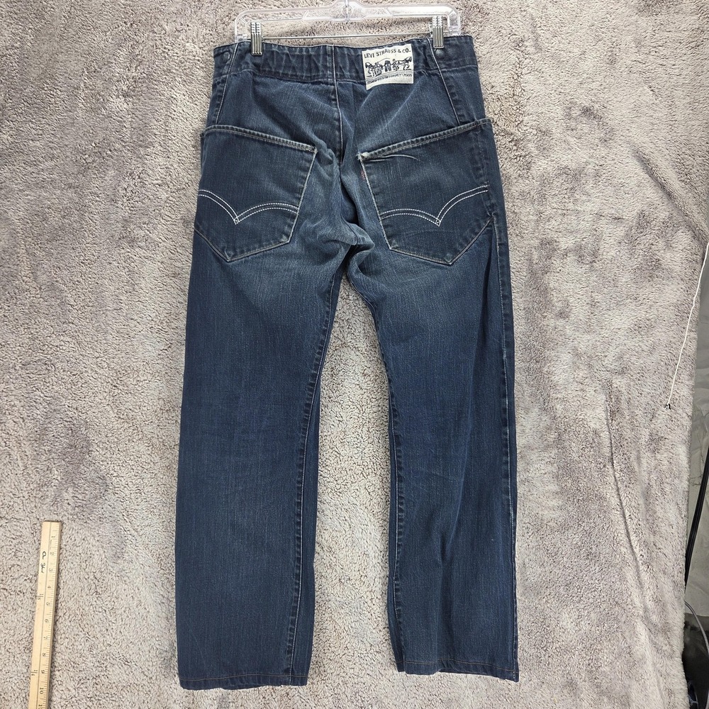 Vintage Levis Jeans Mens Blue Dark Wash Snap Button Fly Engineered Fits 32x28